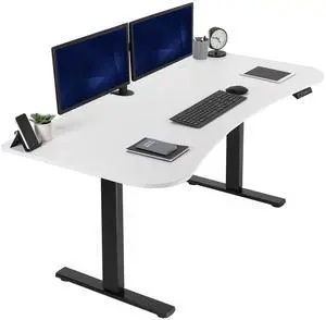 VIVO Electric 63 x 32 Standup Desk w/ Memory Controller, White Table Top, Black Frame (DESK-KIT-1B1W)