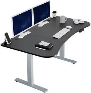 VIVO Electric 63 x 32 Standup Desk w/ Memory Controller, Black Table Top, Gray Frame (DESK-KIT-1G1B)