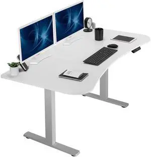 VIVO Electric 63 x 32 Stand Up Desk, White Table Top, Gray Frame