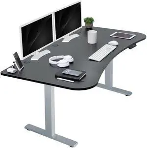 VIVO Electric 63 x 32 Standup Desk w/ Memory Controller, Black Carbon Fiber Table Top, Gray Frame (DESK-KIT-1G1R)