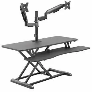 VIVO 42" Standing Desk Riser with Dual Pneumatic Arms for 17" to 32" Monitors, Black, DESK-KIT-042K2K