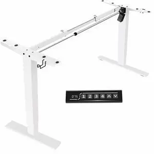VIVO White Electric Stand Up Desk Frame, Single Motor Standing Adjustable Base