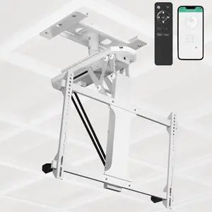 VIVO White Electric Motorized Flip Down Drop Ceiling TV Mount, 32" to 70" Screen VIVO White Electric Motorized Flip Down Drop Ceiling TV Mount, 32" to 70" Screen