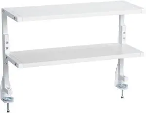 VIVO White Clamp-on 24" Above or Below Desk 2-Tier Shelving Unit, Desk Organizer VIVO White Clamp-on 24" Above or Below Desk 2-Tier Shelving Unit, Desk Organizer