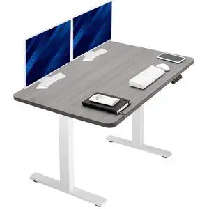 VIVO Electric 48" x 30" Stand Up Desk, Dark Gray Table Top, White Frame VIVO Electric 48" x 30" Stand Up Desk, Dark Gray Table Top, White Frame