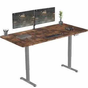 VIVO Electric Dual Motor 71 x 36 Standing Desk, Vintage Brown Top, Gray Frame VIVO Electric Dual Motor 71 x 36 Standing Desk, Vintage Brown Top, Gray Frame