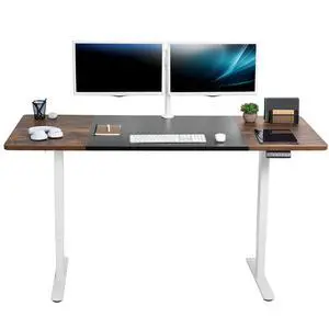 VIVO Electric Dual Motor 71 x 30 Desk, Black & Vintage Brown Top, White Frame VIVO Electric Dual Motor 71 x 30 Desk, Black & Vintage Brown Top, White Frame