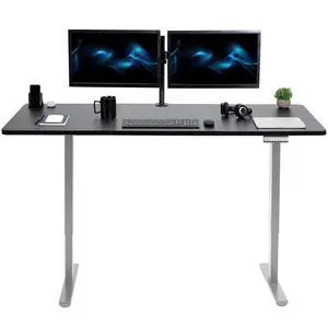 VIVO Electric Dual Motor 71 x 30 Standing Desk, Black Top, Gray Frame VIVO Electric Dual Motor 71 x 30 Standing Desk, Black Top, Gray Frame