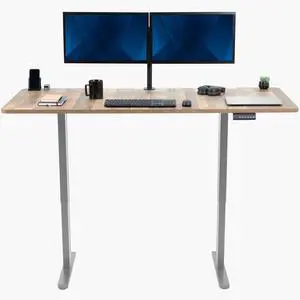 VIVO Electric Dual Motor 71 x 30 Standing Desk, Reclaimed Wood Top, Gray Frame VIVO Electric Dual Motor 71 x 30 Standing Desk, Reclaimed Wood Top, Gray Frame