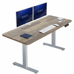 VIVO Electric 60 x 24 Stand Up Desk | Reclaimed Wood Table Top, Gray Frame VIVO Electric 60 x 24 Stand Up Desk | Reclaimed Wood Table Top, Gray Frame