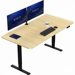 VIVO Electric 71 x 36 Stand Up Desk, Light Wood Table Top, Black Frame VIVO Electric 71 x 36 Stand Up Desk, Light Wood Table Top, Black Frame
