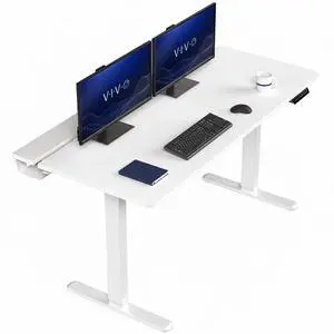 VIVO Electric 60" x 30" Desk, Full Pad, White Hidden Cable Tabletop, White Frame VIVO Electric 60" x 30" Desk, Full Pad, White Hidden Cable Tabletop, White Frame