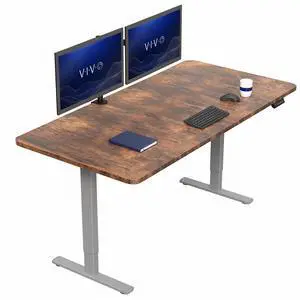 VIVO Electric 71 x 36 Stand Up Desk, Vintage Brown Table Top, Gray Frame VIVO Electric 71 x 36 Stand Up Desk, Vintage Brown Table Top, Gray Frame