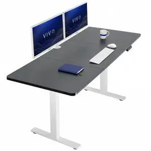 VIVO Electric 71 x 30 Stand Up Desk Workstation, Black Table Top, White Frame VIVO Electric 71 x 30 Stand Up Desk Workstation, Black Table Top, White Frame