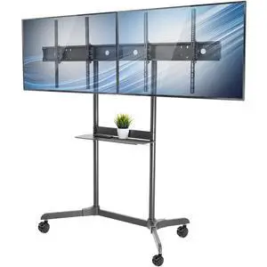 VIVO Ultra Heavy-Duty Mobile Dual TV Cart, 176 lbs Capacity, 4 Lockable Casters VIVO Ultra Heavy-Duty Mobile Dual TV Cart, 176 lbs Capacity, 4 Lockable Casters