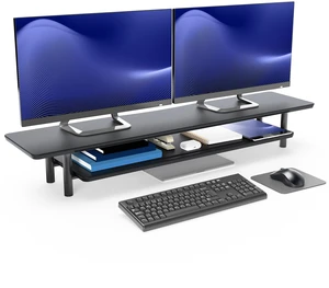 VIVO Black Monitor Stand Riser, 2-Tier 42 x 11 Desk Shelf, Holds 66 lbs VIVO Black Monitor Stand Riser, 2-Tier 42 x 11 Desk Shelf, Holds 66 lbs