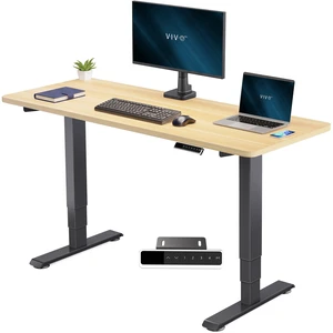 VIVO PRO 2-Motor 60 x 24 Standing Desk, 1-Piece Light Wood Top, Black Frame VIVO PRO 2-Motor 60 x 24 Standing Desk, 1-Piece Light Wood Top, Black Frame