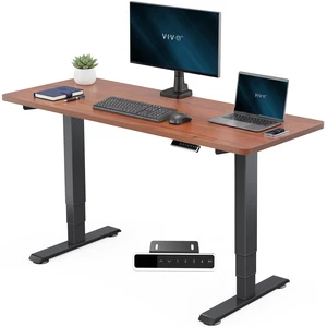 VIVO PRO 2-Motor 60 x 24 Standing Desk, 1-Piece Dark Walnut Top, Black Frame VIVO PRO 2-Motor 60 x 24 Standing Desk, 1-Piece Dark Walnut Top, Black Frame