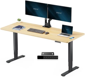 VIVO PRO 2-Motor 71 x 30 Standing Desk, 1-Piece Light Wood Top, Black Frame VIVO PRO 2-Motor 71 x 30 Standing Desk, 1-Piece Light Wood Top, Black Frame