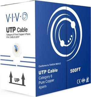 VIVO Blue 500ft Bulk Cat6 Full Copper Indoor LAN Ethernet Cable Wire | UTP Pull Box 500 ft Cat-6 Copper (CABLE-V017)