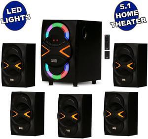 Acoustic Audio AA5210 Home Theater 5.1 Speaker System with Bluetooth USB and LED Lights