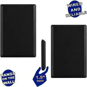 Acoustic Audio SLM1B Mountable On Wall Slim Speakers Home Theater Wired Pair Pack