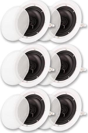 Acoustic Audio HTI6c Flush Mount In Ceiling Speakers with 6.5" Woofers 3 Pair