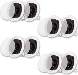 Acoustic Audio R191 In Ceiling / In Wall Speaker 4 Pair Pack 2 Way Home Theater Flush Mount Acoustic Audio R191 In Ceiling / In Wall Speaker 4 Pair Pack 2 Way Home Theater Flush Mount