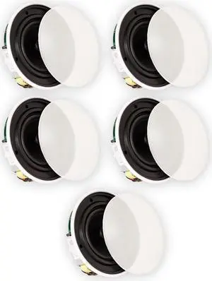 Theater Solutions TSQ670 Flush Mount 70 Volt Speakers with 6.5" Woofers In Ceiling 5 Pack