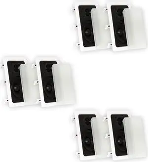 Theater Solutions TS50W In Wall Speakers Surround Sound Home Theater 3 Pair Pack