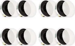 Theater Solutions TSQ670 Flush Mount 70 Volt Speakers with 6.5" Woofers In Ceiling 4 Pair Pack