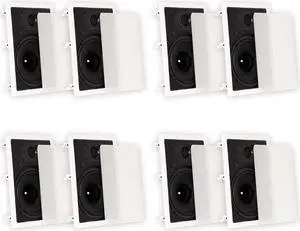 Theater Solutions TS80W In Wall 8" Speakers Surround Sound Home Theater 4 Pair Pack