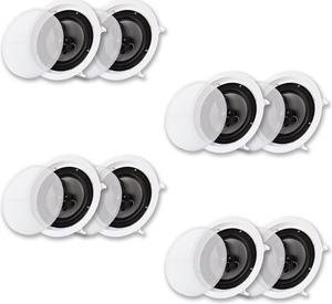 Acoustic Audio CS-IC83 In Ceiling Wall 8" Speaker 4 Pair Pack 3 Way Home Theater Flush Mount