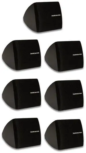 Theater Solutions TS30B Mountable Indoor Speakers Black Bookshelf 7 Piece Pack