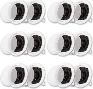 Acoustic Audio R191 In Ceiling / In Wall Speaker 6 Pair Pack 2 Way Home Theater Flush Mount Acoustic Audio R191 In Ceiling / In Wall Speaker 6 Pair Pack 2 Way Home Theater Flush Mount