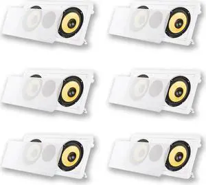 Acoustic Audio HD6c In-Wall Dual 6.5" Speakers Home Theater Surround Sound 6 Speaker Set