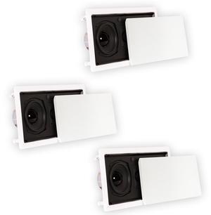Theater Solutions TSLCR5 Flush Mount Speakers Dual Woofer In Wall 3 Pack