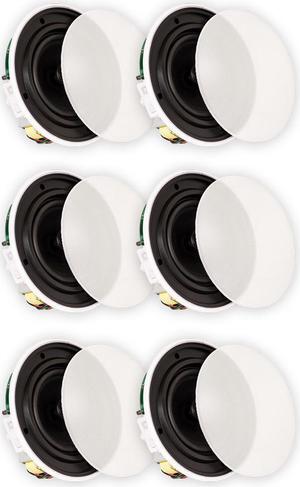 Theater Solutions TSQ670 Flush Mount 70 Volt Speakers with 6.5" Woofers In Ceiling 3 Pair Pack