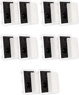 Theater Solutions TS80W In Wall 8" Speakers Surround Sound Home Theater 5 Pair Pack