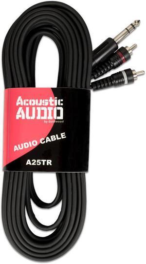 Acoustic Audio A25TR Dual RCA to Stereo TRS Jack 25 Feet Pro Audio Cable