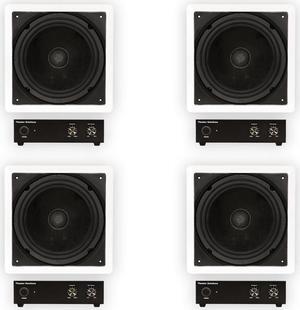 Theater Solutions TS1000 Flush Mount 10" Subwoofer Speaker and Amp 4 Pack