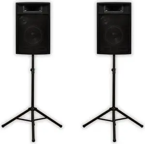 Acoustic Audio PA-380X Passive 8" DJ Speakers and Stands PA Karaoke 3-Way Studio Home Audio