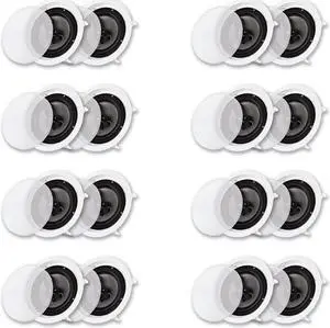 Acoustic Audio CS-IC83 In Ceiling Wall 8" Speaker 8 Pair Pack 3 Way Home Theater Flush Mount