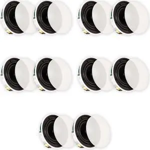 Theater Solutions TSQ670 Flush Mount 70 Volt Speakers with 6.5" Woofers In Ceiling 5 Pair Pack