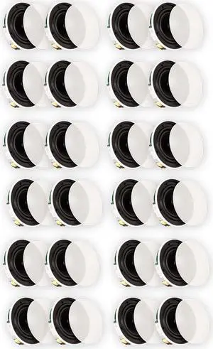 Theater Solutions TSQ670 Flush Mount 70 Volt Speakers with 6.5" Woofers In Ceiling 12 Pair Pack