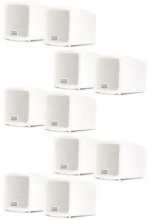Acoustic Audio AA321W Mountable Indoor Speakers 2000 Watts White Bookshelf 5 Pair Pack AA321W-5Pr