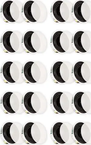 Theater Solutions TSQ670 Flush Mount 70 Volt Speakers with 6.5" Woofers In Ceiling 10 Pair Pack