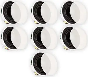 Theater Solutions TSQ670 Flush Mount 70 Volt Speakers with 6.5" Woofers In Ceiling 7 Pack