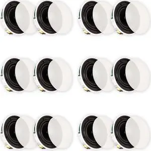 Theater Solutions TSQ670 Flush Mount 70 Volt Speakers with 6.5" Woofers In Ceiling 6 Pair Pack