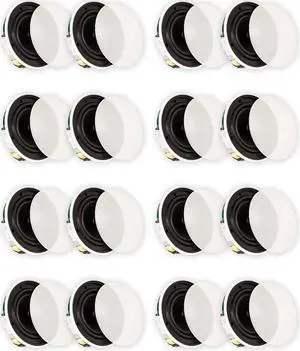 Theater Solutions TSQ670 Flush Mount 70 Volt Speakers with 6.5" Woofers In Ceiling 8 Pair Pack